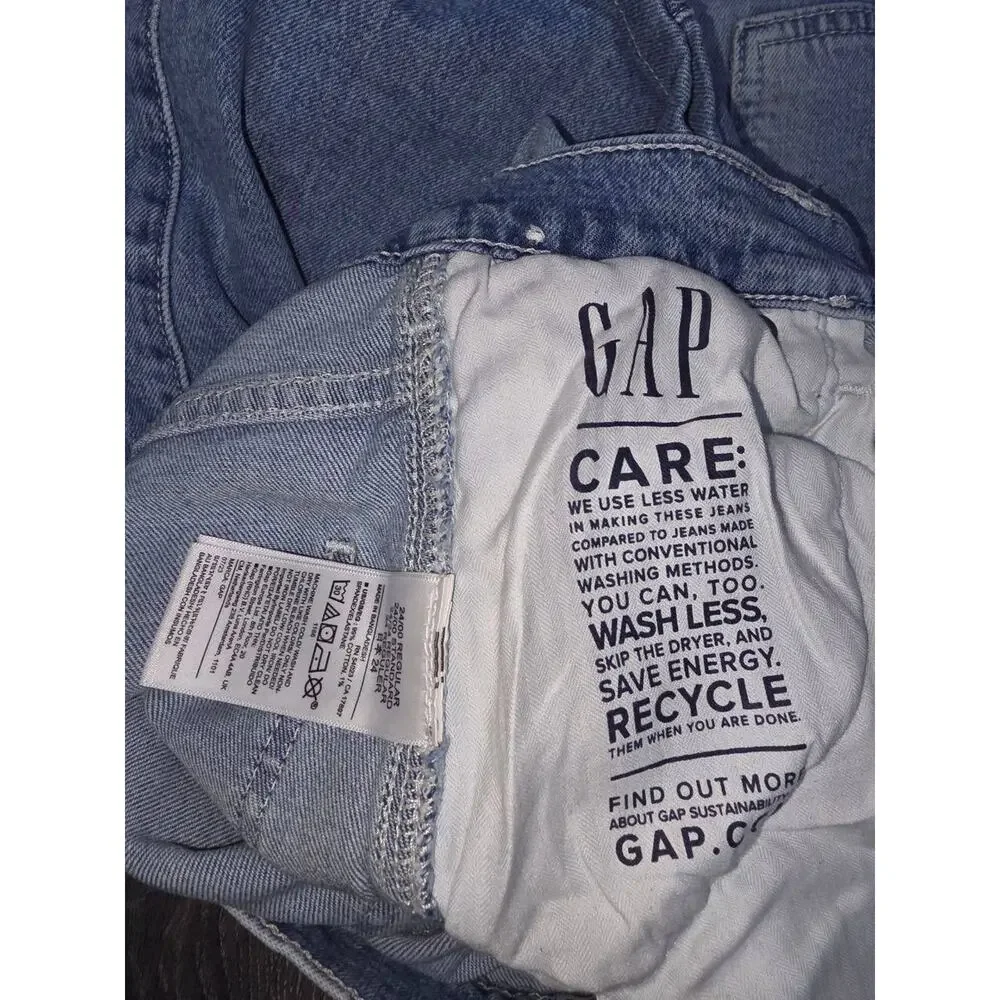 GAP 90's Loose Mid Rise cotton Cargo Jeans Women 24 Wide Leg Blue Denim A003268 - Picture 10 of 13